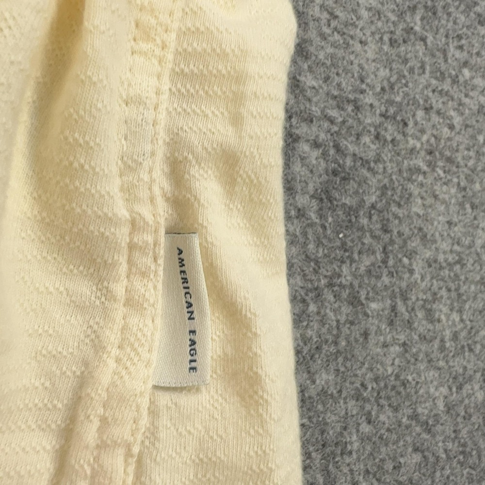 American Eagle Outfitters Shirt Mens L Beige Cotton Short Sleeve Button Up - Picture 8 of 10
